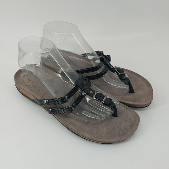 Mephisto Women's Black Patent Leather Thong Sandals 10 EUR 40 - Picture 3 of 11